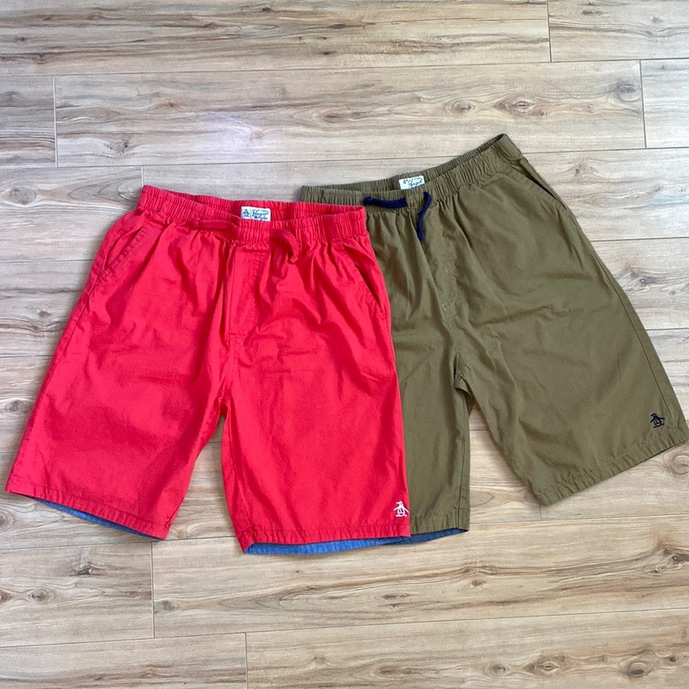 2/ $24 Original Penguin Cotton Pull On Pockets Elastic Waist Shorts